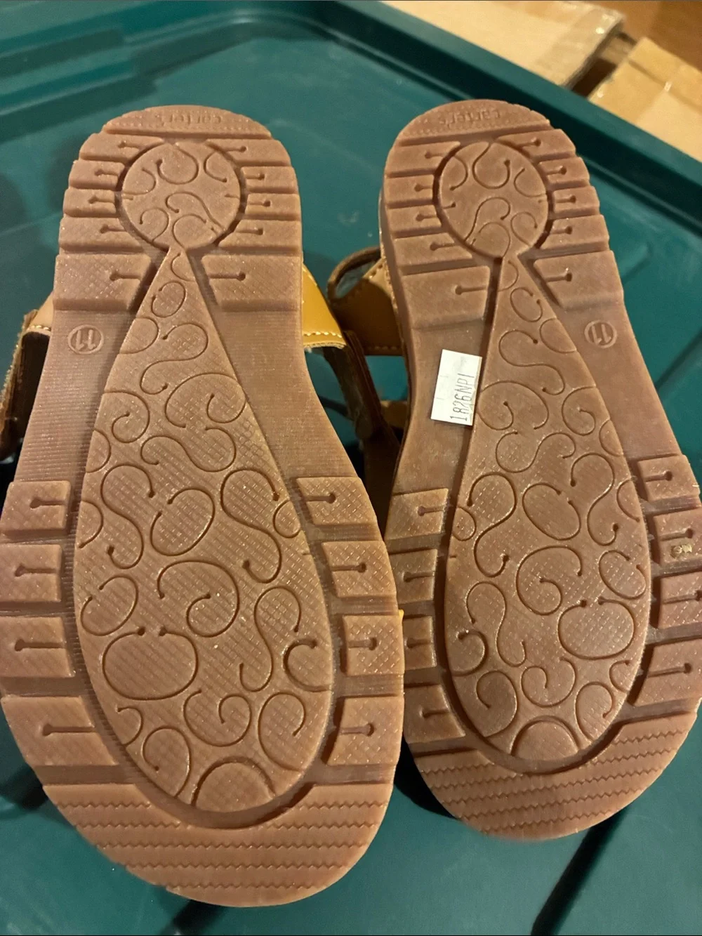 Carter's Girls' Tan Knot-Front Sandals with Buckle Strap
